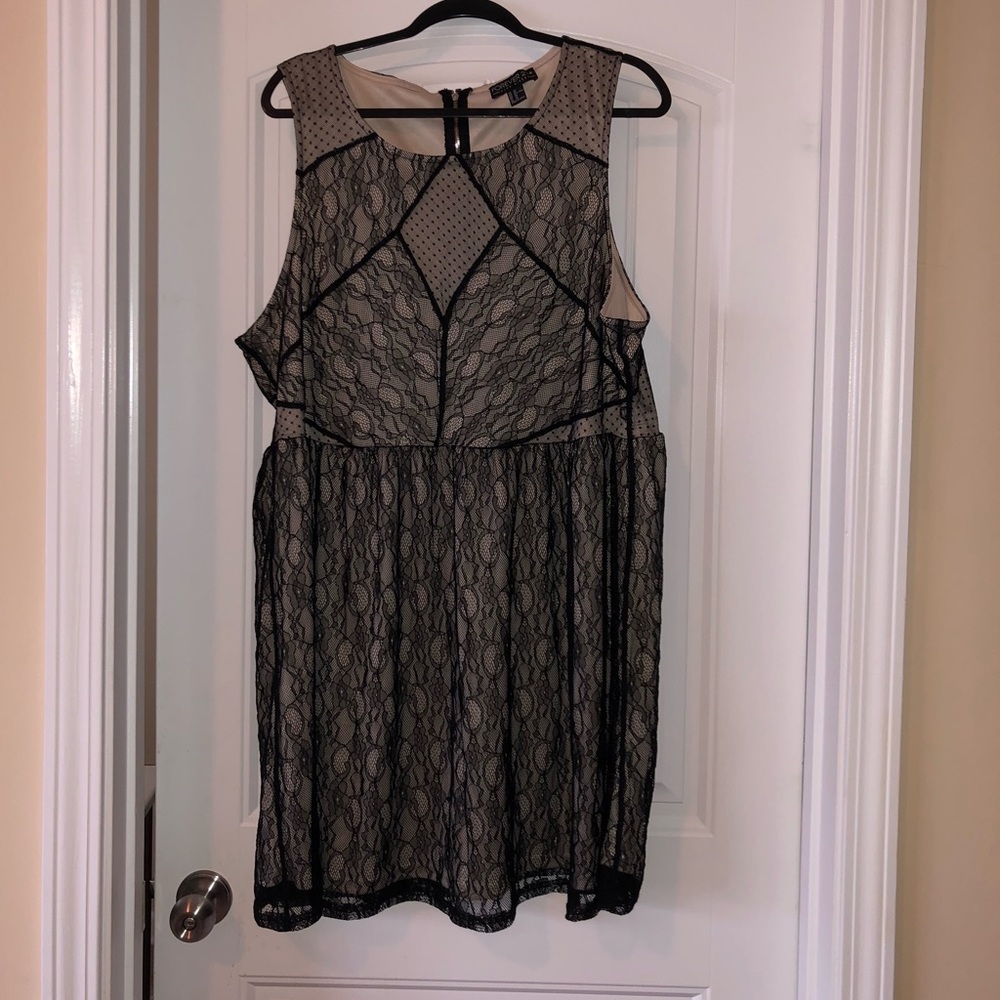 Cream and Black Lace Dress